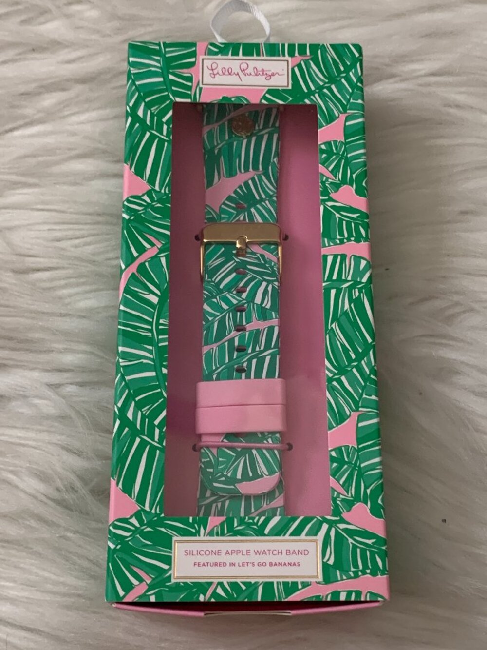 LILLY PULITZER Let's Go Bananas Silicone Apple Watch Band in Green/Pink